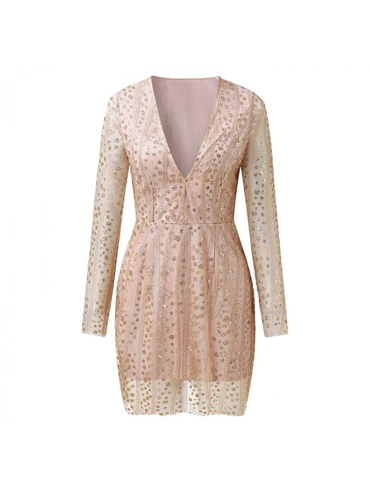 Hotfix Rhinestones Mid-rise Fitted Long Sleeve Dresses 6 Hotfix Rhinestones Mid-rise Fitted Long Sleeve Dresses - Image 4