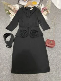 Solid Color High Rise Fitted Mid Dress -Define Your Shop P 20240117174343588 429