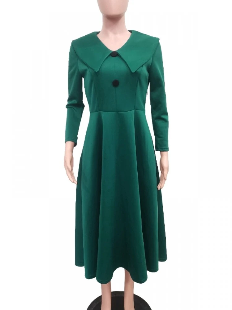 Buckle Doll Collar Long Sleeve Swing Dress 6 Buckle Doll Collar Long Sleeve Swing Dress - Image 4