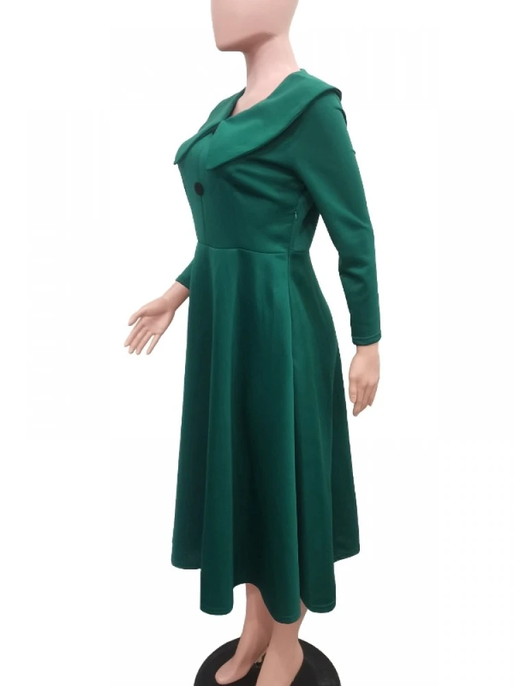 Buckle Doll Collar Long Sleeve Swing Dress 7 Buckle Doll Collar Long Sleeve Swing Dress - Image 5