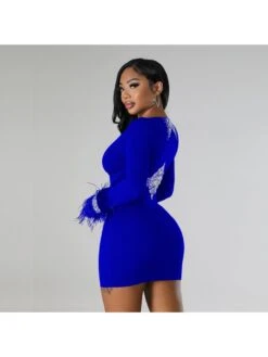 Embellished Feather See Through Mini Dress -Define Your Shop P 20240130113026504 290