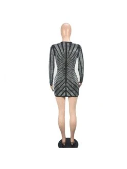 Hotfix Rhinestones Long Sleeves V Neck Dress 13 Hotfix Rhinestones Long Sleeves V Neck Dress -Define Your Shop P 20240130161008937 706