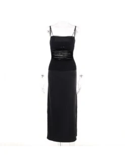 Patchwork Boat Neck Skinny Sleeveless Maxi Dresses -Define Your Shop P 20240130164015132 509