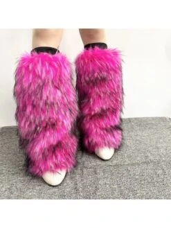 Plush Colorblock Fluff Leg Warmer