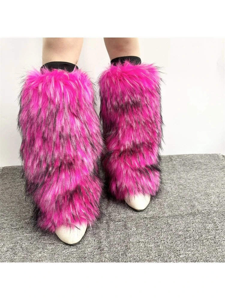 Plush Colorblock Fluff Leg Warmer 3 Plush Colorblock Fluff Leg Warmer