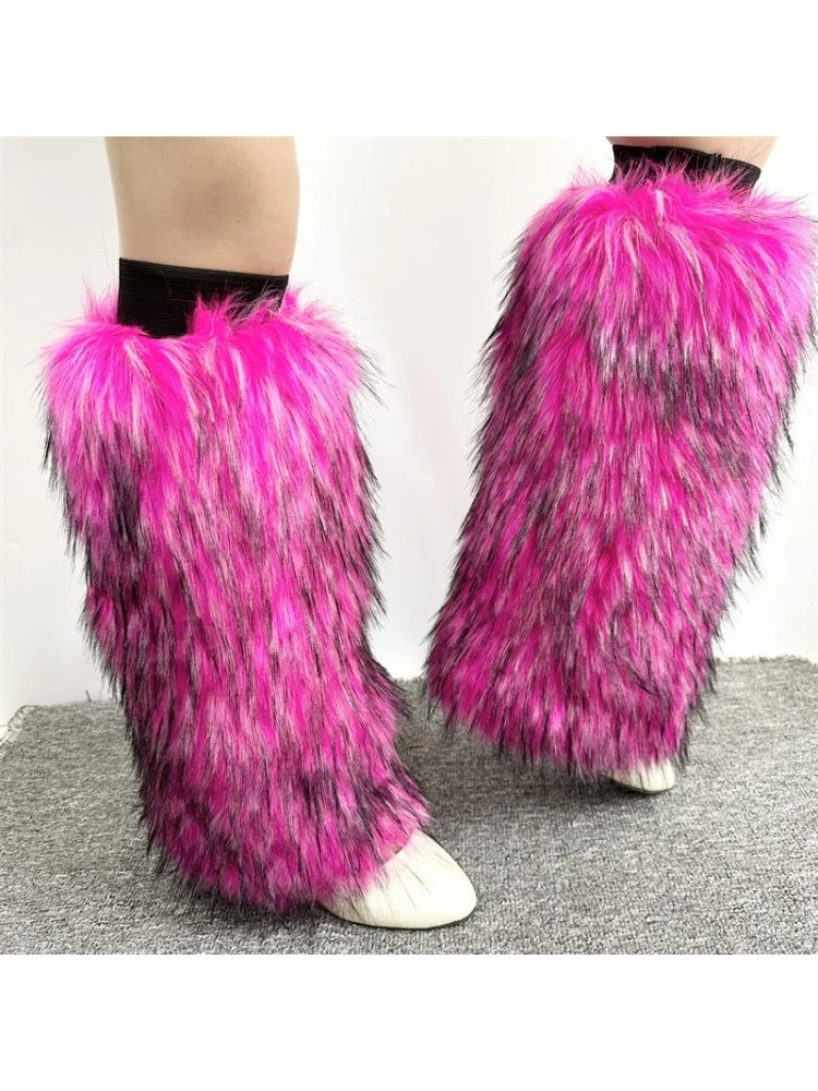 Plush Colorblock Fluff Leg Warmer 4 Plush Colorblock Fluff Leg Warmer - Image 2
