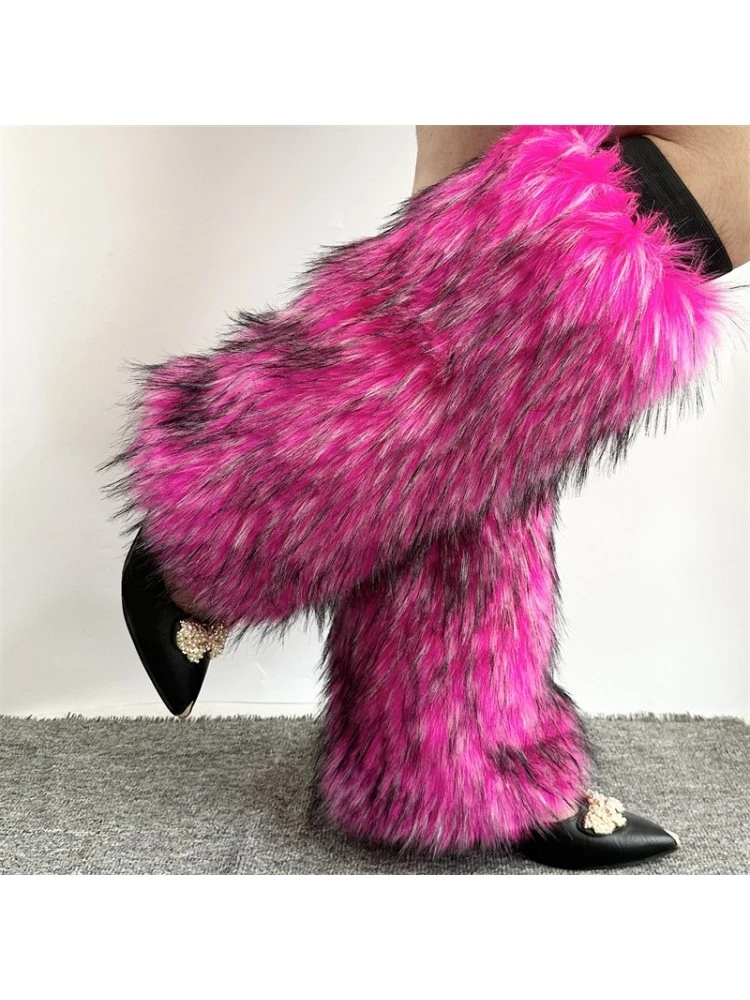 Plush Colorblock Fluff Leg Warmer 5 Plush Colorblock Fluff Leg Warmer - Image 3