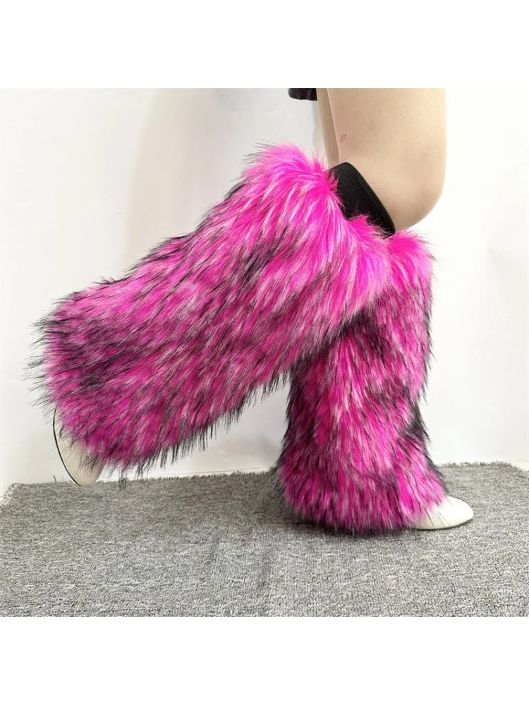 Plush Colorblock Fluff Leg Warmer 6 Plush Colorblock Fluff Leg Warmer - Image 4