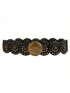 Hollow Out Metal Decor Faux Leather Belt