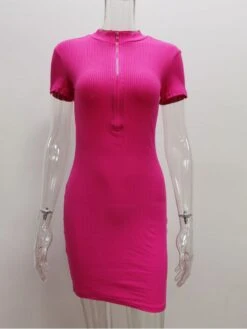 Patchwork Rib Zipper Short Sleeve Dress 10 Patchwork Rib Zipper Short Sleeve Dress -Define Your Shop P 20240221114503199 790