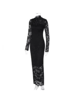 Lace Panel Mid-rise Long Sleeves Maxi Dresses -Define Your Shop P 20240226163014944 511