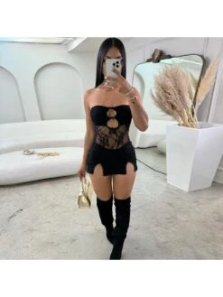 Cutouts Perspective Lace Strapless Dresses -Define Your Shop P 20240227105019698 106