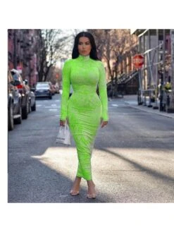 Turtleneck Long Sleeve Skinny Long Sleeves Dress