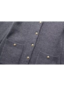 Patchwork Single Breasted Long Sleeves Knitting Dress -Define Your Shop P 20240305153506276 477