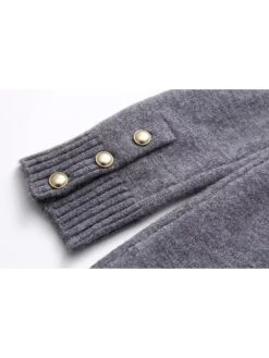 Patchwork Single Breasted Long Sleeves Knitting Dress -Define Your Shop P 20240305153513493 979