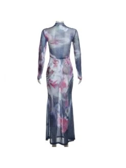 See Through Cutout Bodycon Long Sleeves Maxi Dress -Define Your Shop P 20240306082506011 474