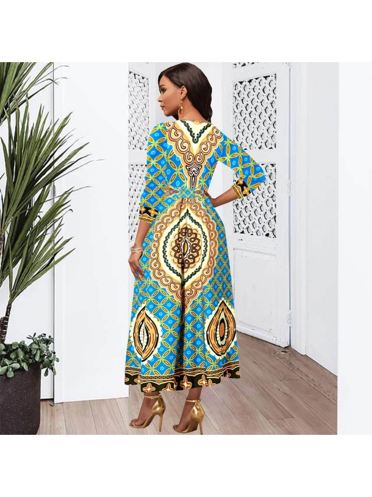 Printed V Neck Mid-rise Midi Dress 5 Printed V Neck Mid-rise Midi Dress - Image 3