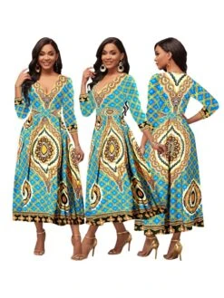 Printed V Neck Mid-rise Midi Dress 17 Printed V Neck Mid-rise Midi Dress -Define Your Shop P 20240306165506737 549