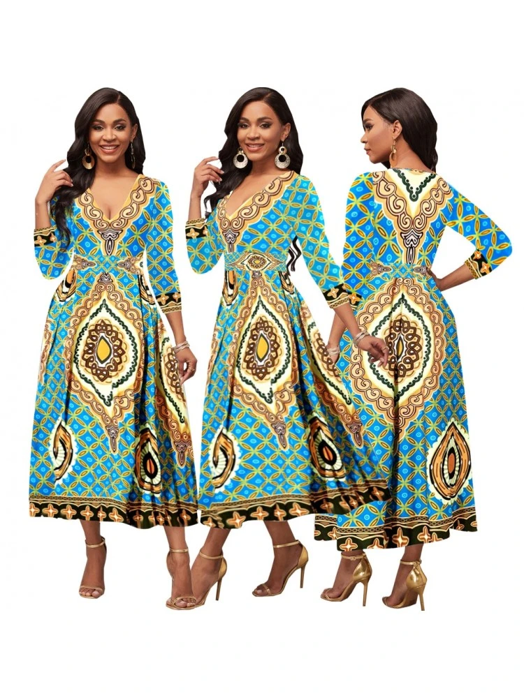 Printed V Neck Mid-rise Midi Dress 10 Printed V Neck Mid-rise Midi Dress - Image 8