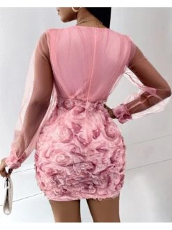 Printed High Rise Skinny Long Sleeves Dress -Define Your Shop P 20240306173018956 338