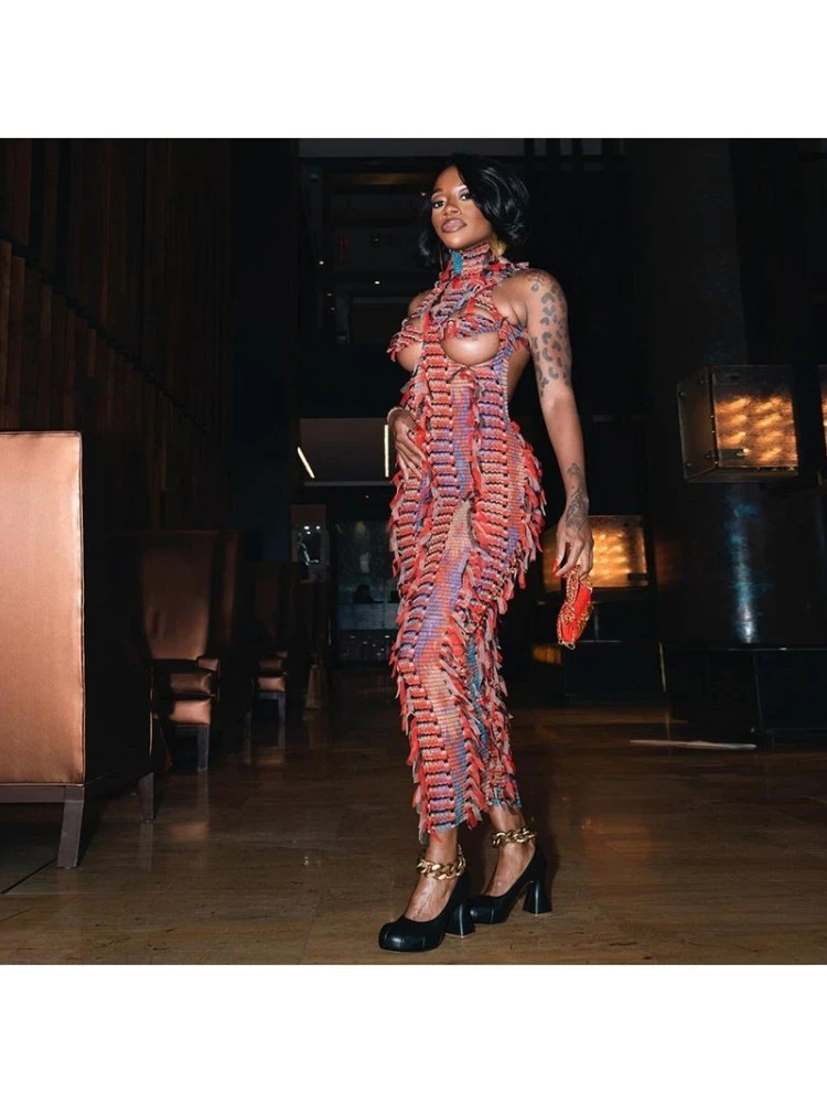 Tassel Cut Out Backless Sleeveless Maxi Dresses 4 Tassel Cut Out Backless Sleeveless Maxi Dresses - Image 2