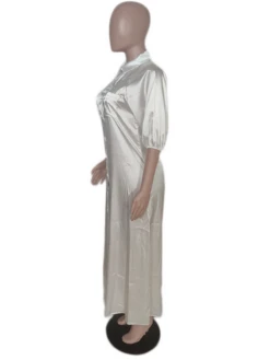 Satin Lantern Sleeves Loose Shirt Dress -Define Your Shop P 20240314153818620 127