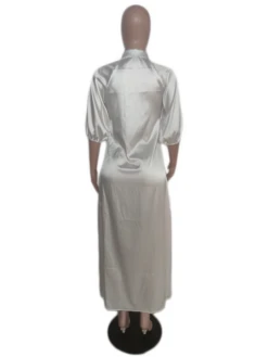 Satin Lantern Sleeves Loose Shirt Dress -Define Your Shop P 20240314153826089 161