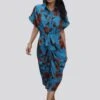 Print High Rise Fitted Short Sleeve Dress