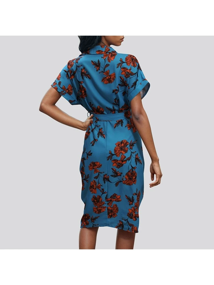 Print High Rise Fitted Short Sleeve Dress 5 Print High Rise Fitted Short Sleeve Dress - Image 3