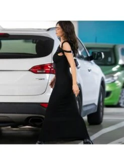 Inclined Shoulder Short Sleeve Maxi Dress -Define Your Shop P 20240320111003294 668