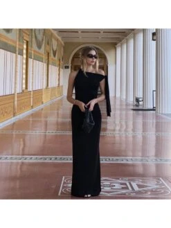 Inclined Shoulder Short Sleeve Maxi Dress -Define Your Shop P 20240320111005372 385