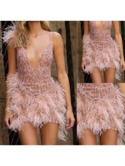 Feather Plunging Neckline Lace Sleeveless Dresses 17 Feather Plunging Neckline Lace Sleeveless Dresses -Define Your Shop P 20240320134005880 722