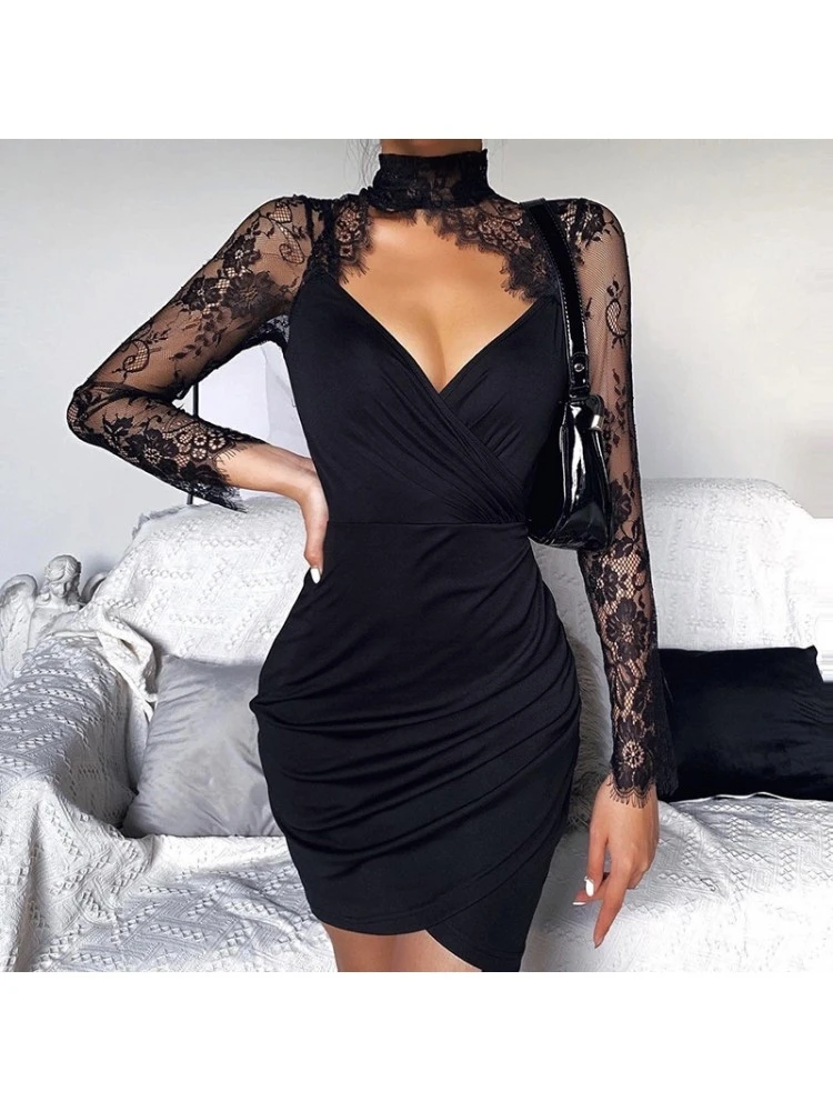 Patchwork Lace High Rise Long Sleeves Dress 6 Patchwork Lace High Rise Long Sleeves Dress - Image 4
