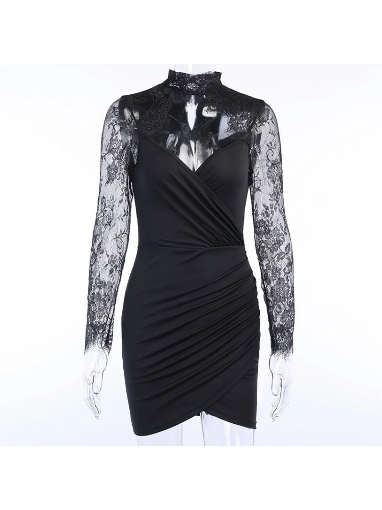 Patchwork Lace High Rise Long Sleeves Dress 11 Patchwork Lace High Rise Long Sleeves Dress - Image 9