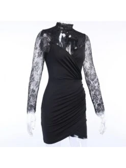 Patchwork Lace High Rise Long Sleeves Dress 30 Patchwork Lace High Rise Long Sleeves Dress -Define Your Shop P 20240321163008337 311