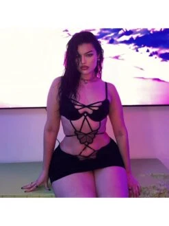 Ruched Lace Up Butterfly Mini Dress -Define Your Shop P 20240322165004919 243