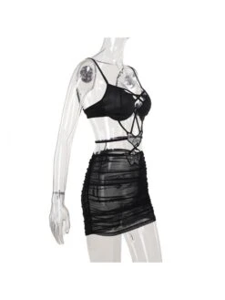 Ruched Lace Up Butterfly Mini Dress -Define Your Shop P 20240322165006694 395