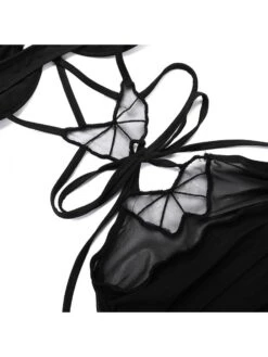 Ruched Lace Up Butterfly Mini Dress -Define Your Shop P 20240322165008274 493