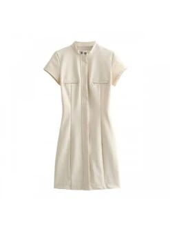 Patchwork Turtleneck Fitted Short Sleeve Dress -Define Your Shop P 20240325112056554 220