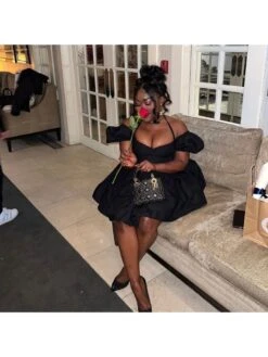 Halter Ruched Puff Sleeve Dress -Define Your Shop P 20240326143506261 516