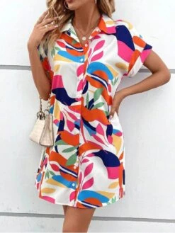 Colorblock Short Sleeve Cardigan Short Sleeve Dress -Define Your Shop P 20240327102028884 134