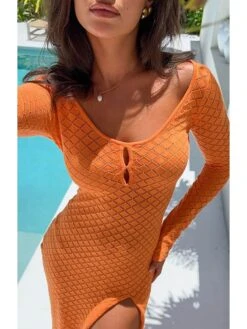 Solid Color High Rise Bodycon Long Sleeves Maxi Dress -Define Your Shop P 20240401134503090 787