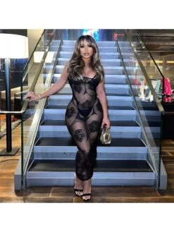 Patchwork See Through Sleeveless Maxi Dress -Define Your Shop P 20240403110532419 932