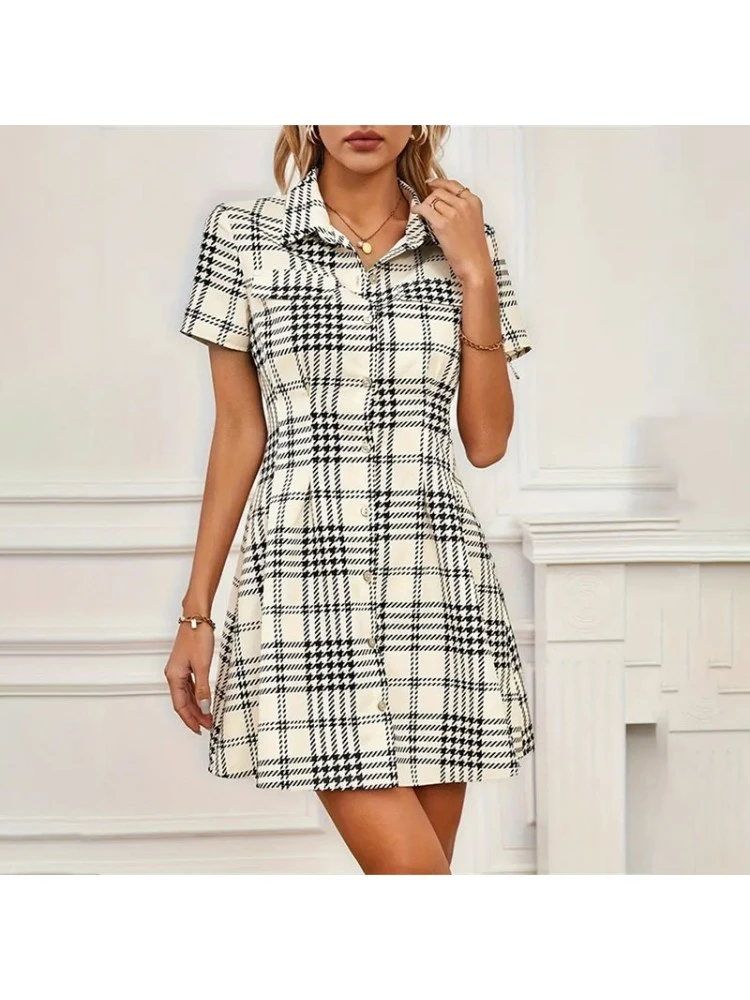 Houndstooth High Rise Fitted Short Sleeve Dress 3 Houndstooth High Rise Fitted Short Sleeve Dress