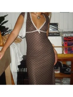 Polka Dots V Neck Short Sleeve Dress -Define Your Shop P 20240409165516838 771