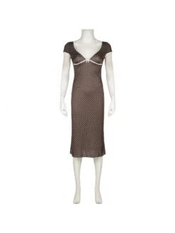 Polka Dots V Neck Short Sleeve Dress -Define Your Shop P 20240409165517382 899