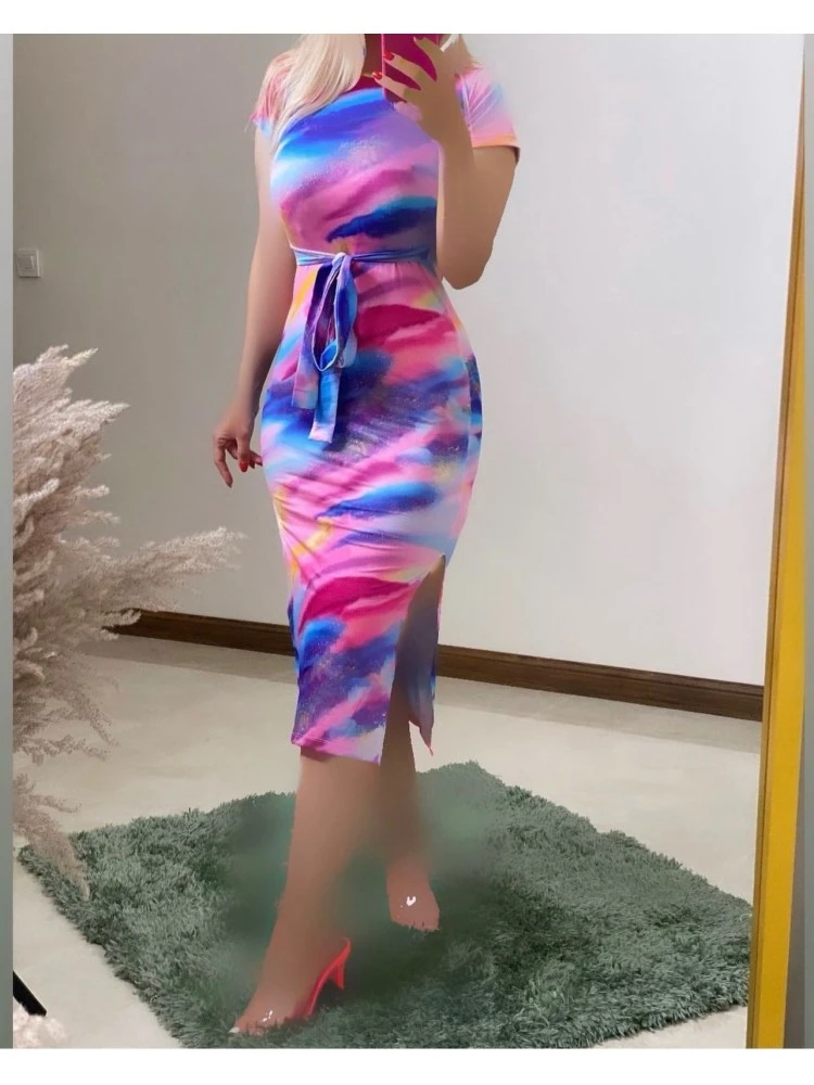 Gradient Colorblock Split Hem Midi Dress 3 Gradient Colorblock Split Hem Midi Dress