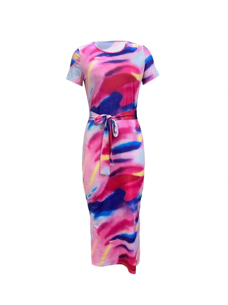 Gradient Colorblock Split Hem Midi Dress 4 Gradient Colorblock Split Hem Midi Dress - Image 2