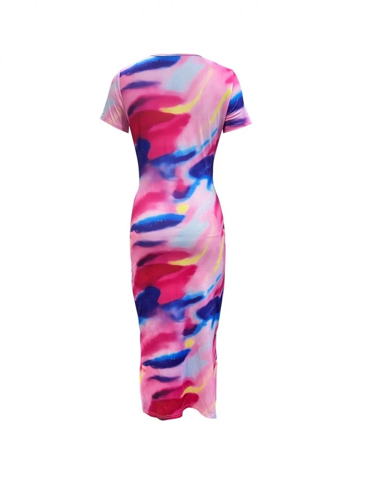 Gradient Colorblock Split Hem Midi Dress 7 Gradient Colorblock Split Hem Midi Dress - Image 5