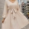 Pleated Long Sleeve Swing Long Sleeves Dress -Define Your Shop P 20240411101803554 716